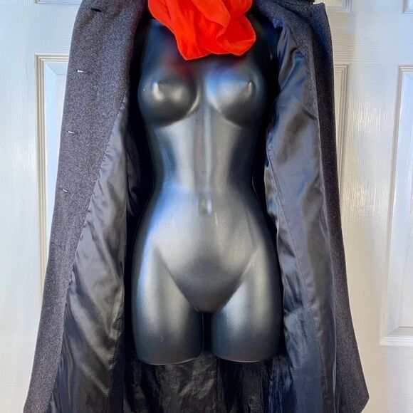 CHARCOAL GRAY CHARLES KLEIN WOOL COAT w DETACHABLE - Picture 7 of 7